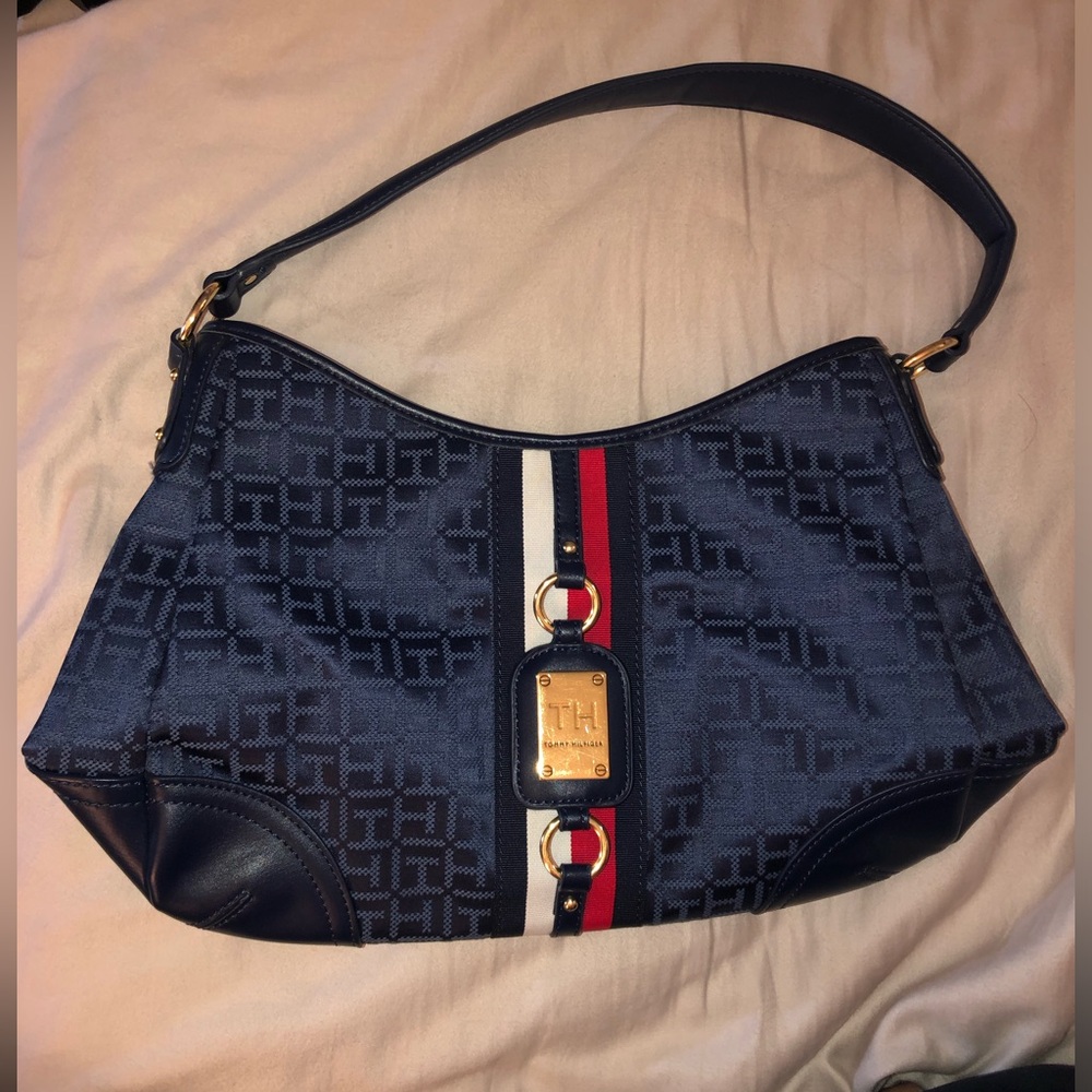 Tommy Hilfiger Blue and Black Hobo Bag